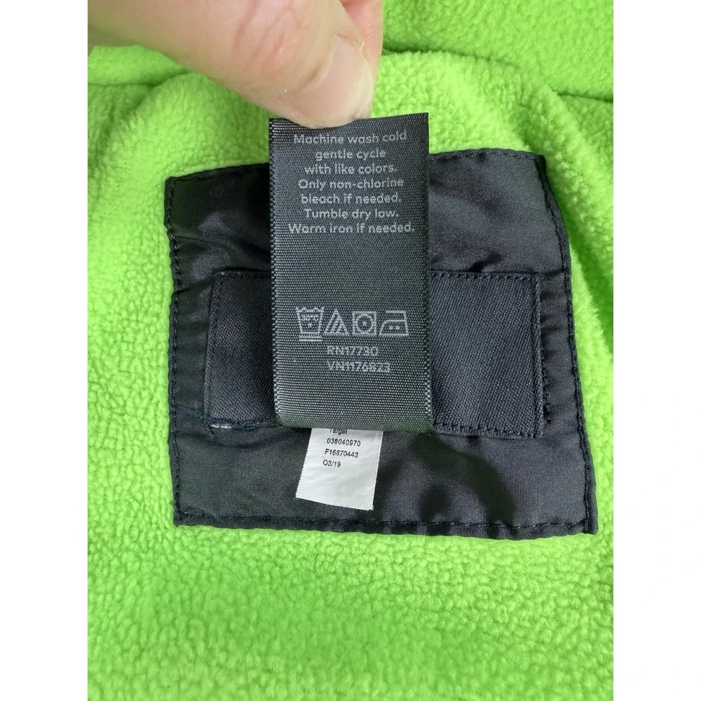 Champion Kids Boys Puffer Jacket Coat Hooded Black Neon Green Winter Size XS 4-5